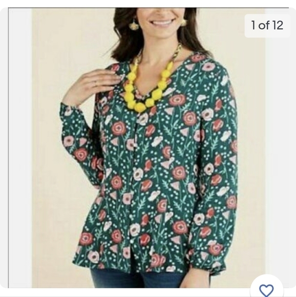 𝅺MATILDA Jane Woven Floral Button Down Peplum Blouse S - Picture 6 of 13